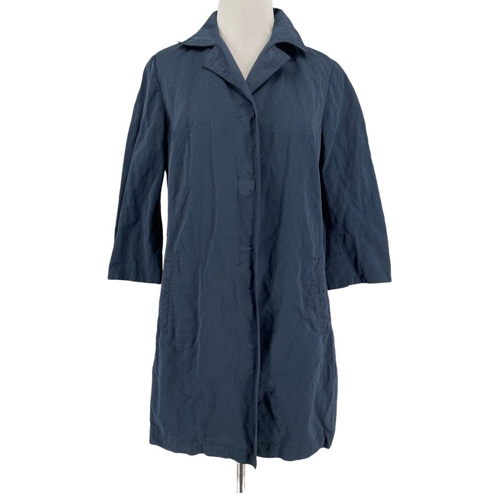 Amina Rubinacci‎ Women's Navy Blue 3/4 Sleeve Trench Coat Size 44